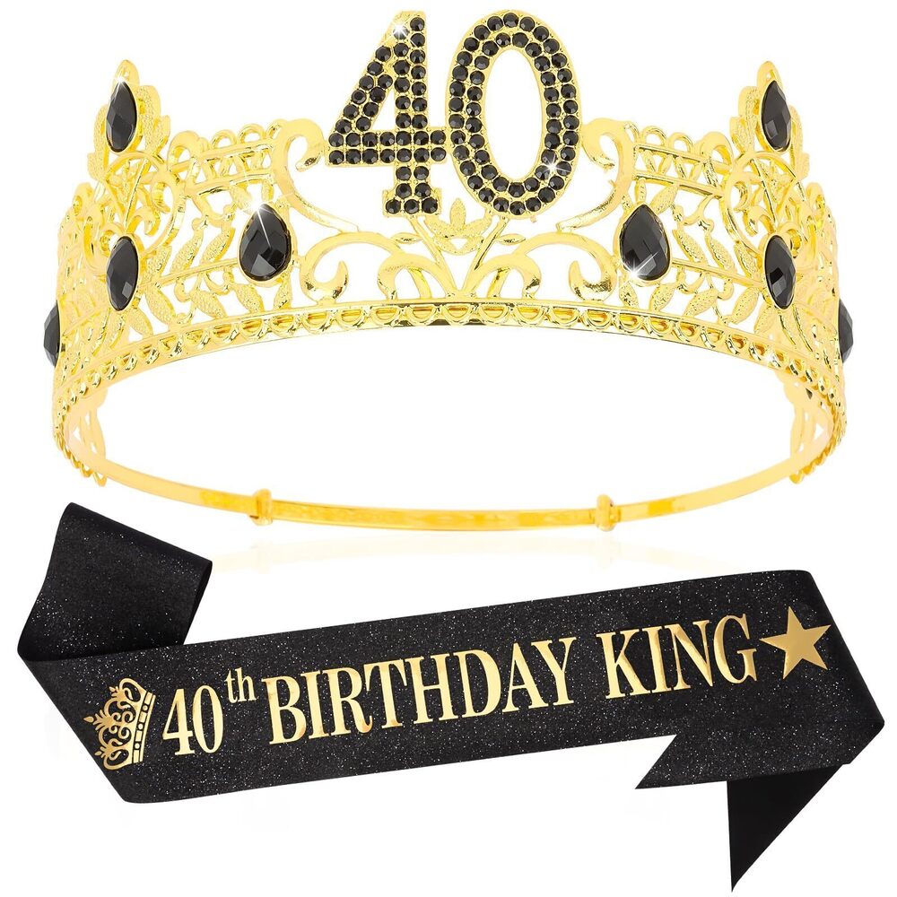 4004 40th Birthday Decorations 40th Birthday King Crown and Sash Set